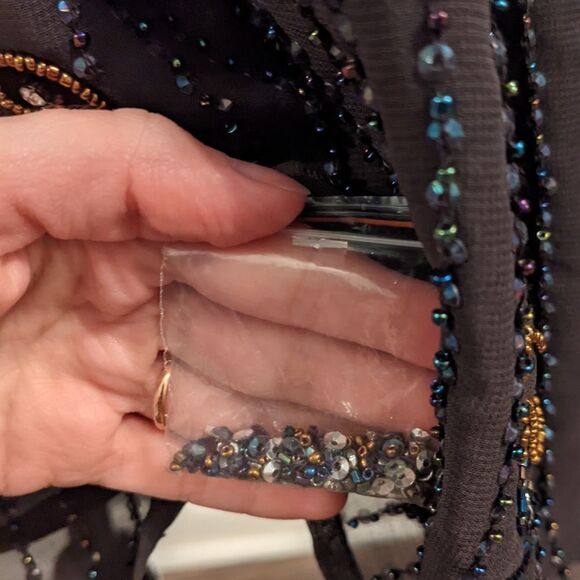 NWT Altar'd State "Raven" Black Beaded Iridescent Sequin Halter Dress Si… - Picture 10 of 12